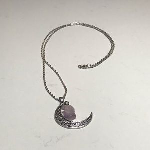 Crescent Moon Necklace with Stone😍🌙